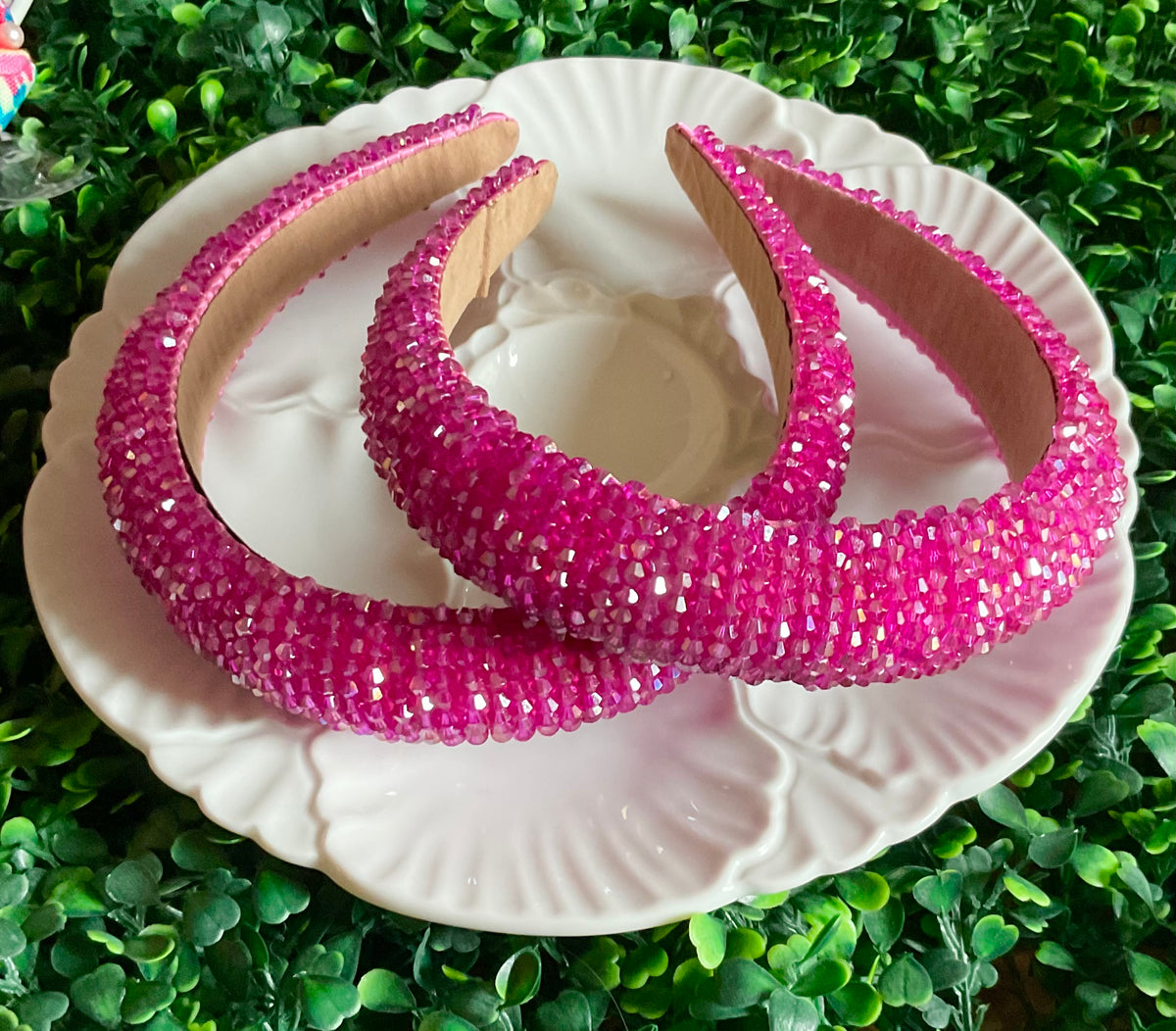 Hot Pink Pearl Rhinestone Headband – Purple Door Boutique